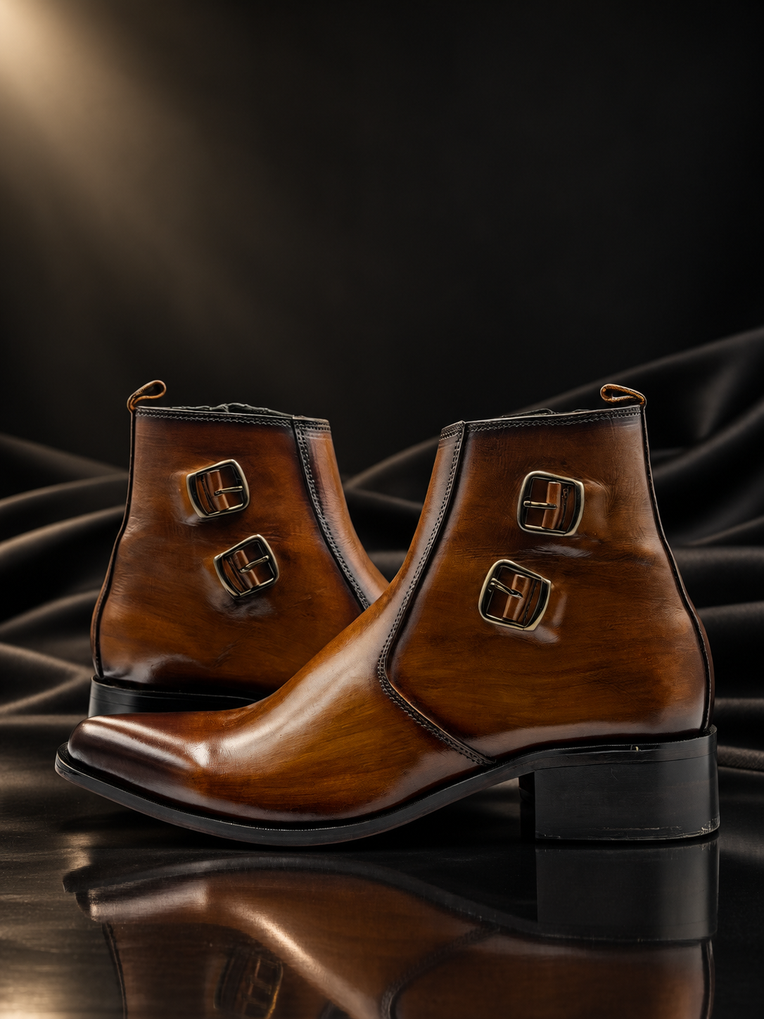 Royal Amber Double-Buckle Boots