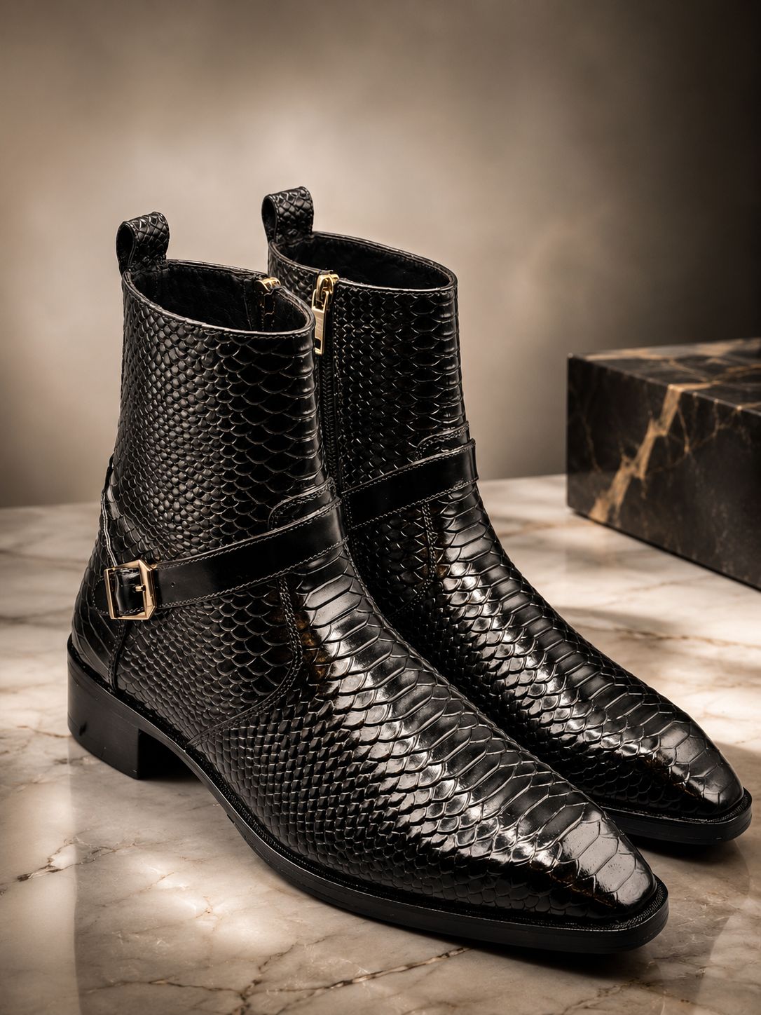 Obsidian Scale Chelsea Boots