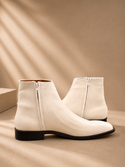 Ivory Luxe Ankle Boots