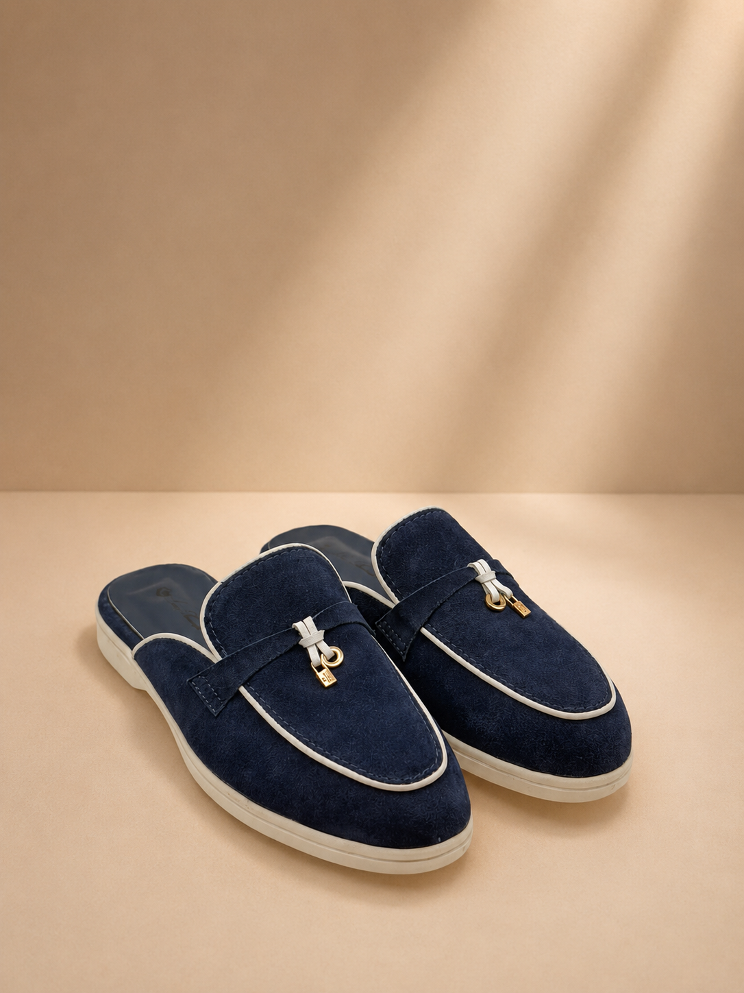 Navy Suede Luxe Mules