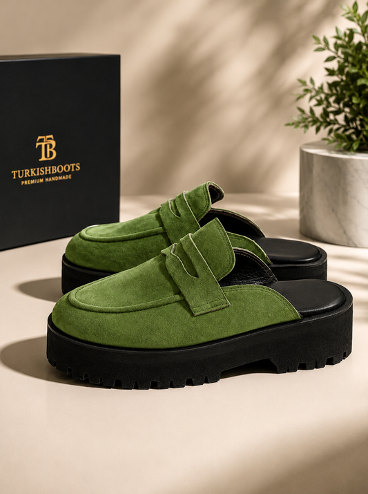 backless penny loafer mule