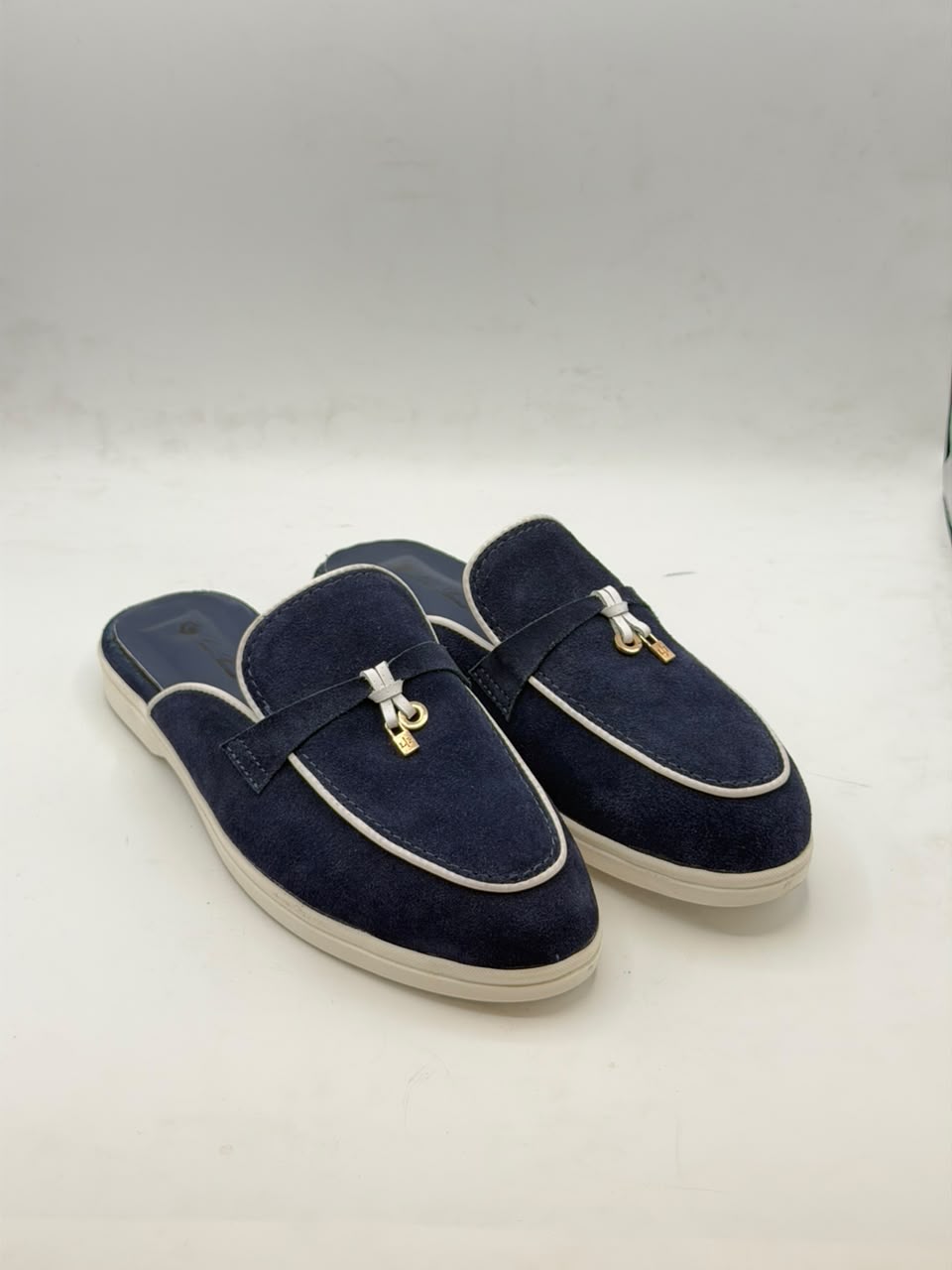 Navy Suede Luxe Mules