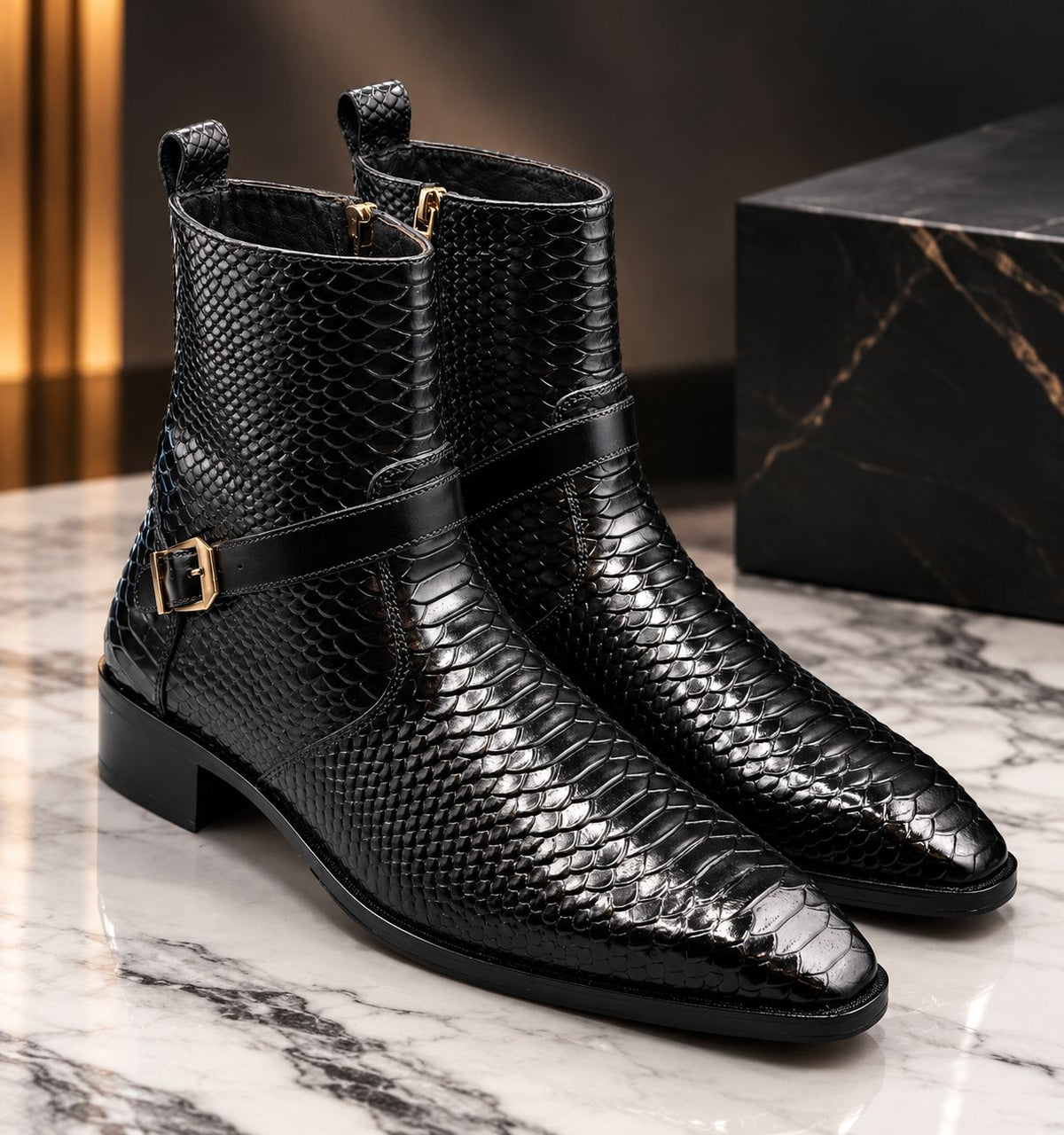 Obsidian Scale Chelsea Boots