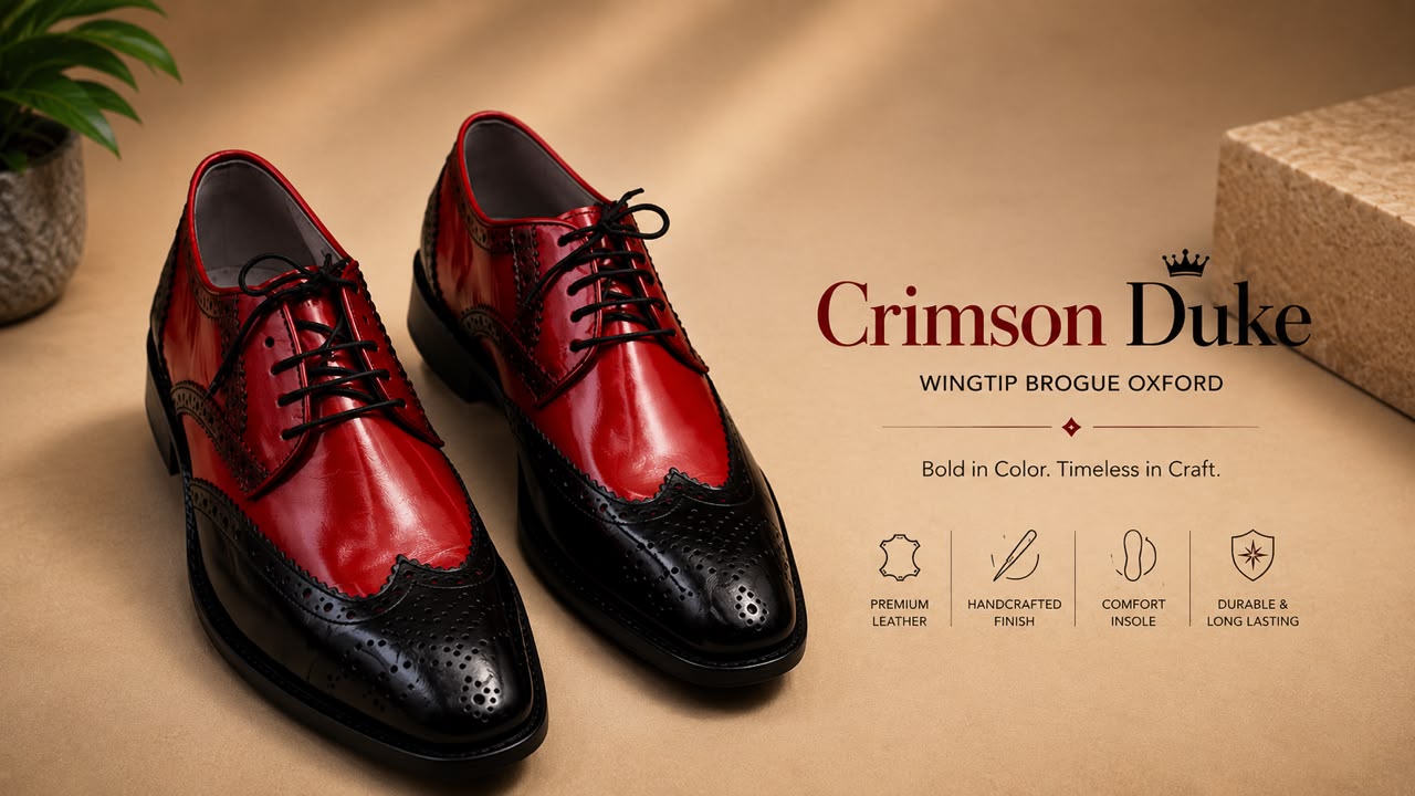 Crimson Royale Wingtip Oxfords