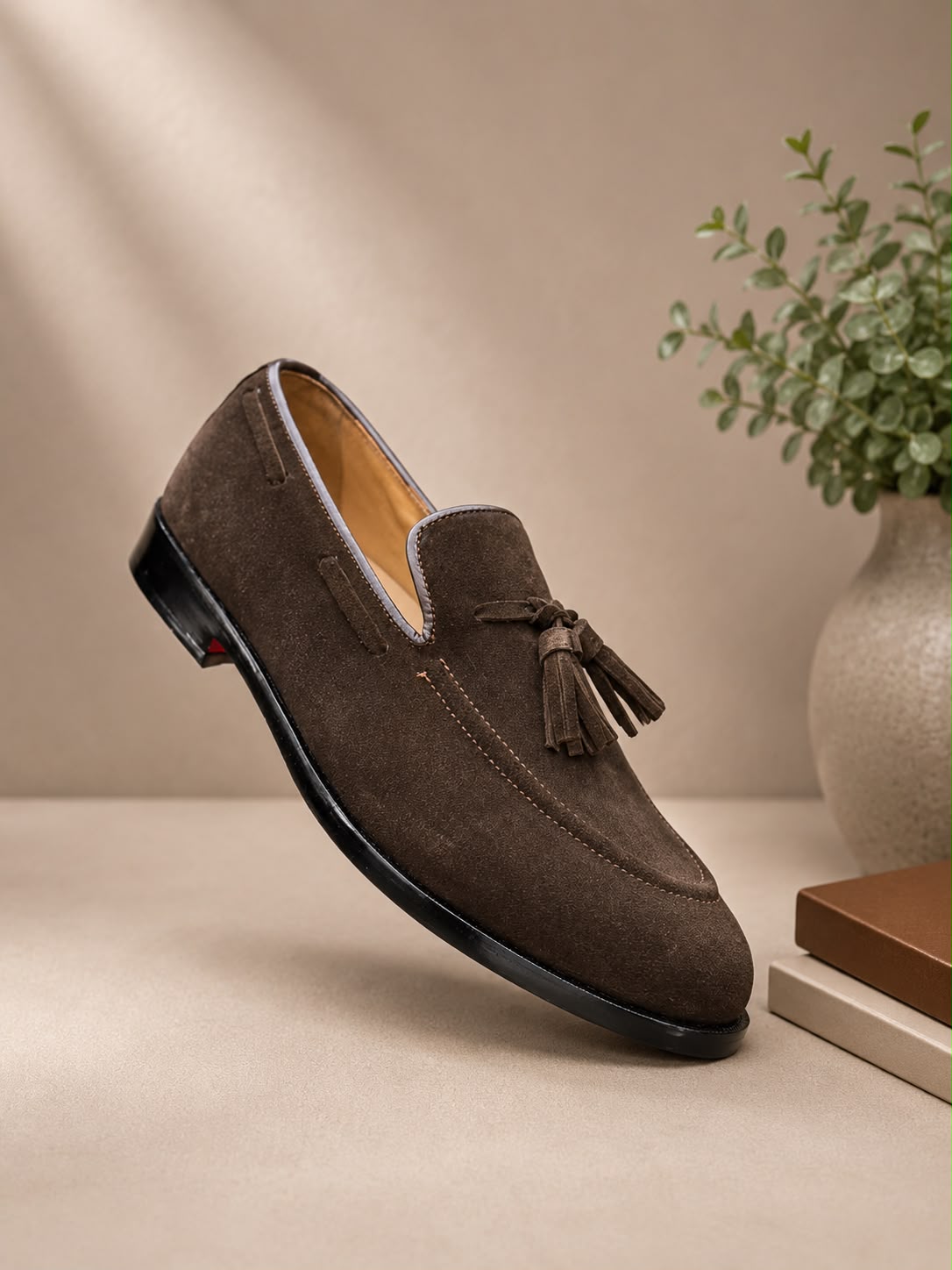 Brown Suede Tassel Loafers